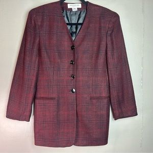 Jones New York Burgundy/Bkack Wool Blazer Sz8P